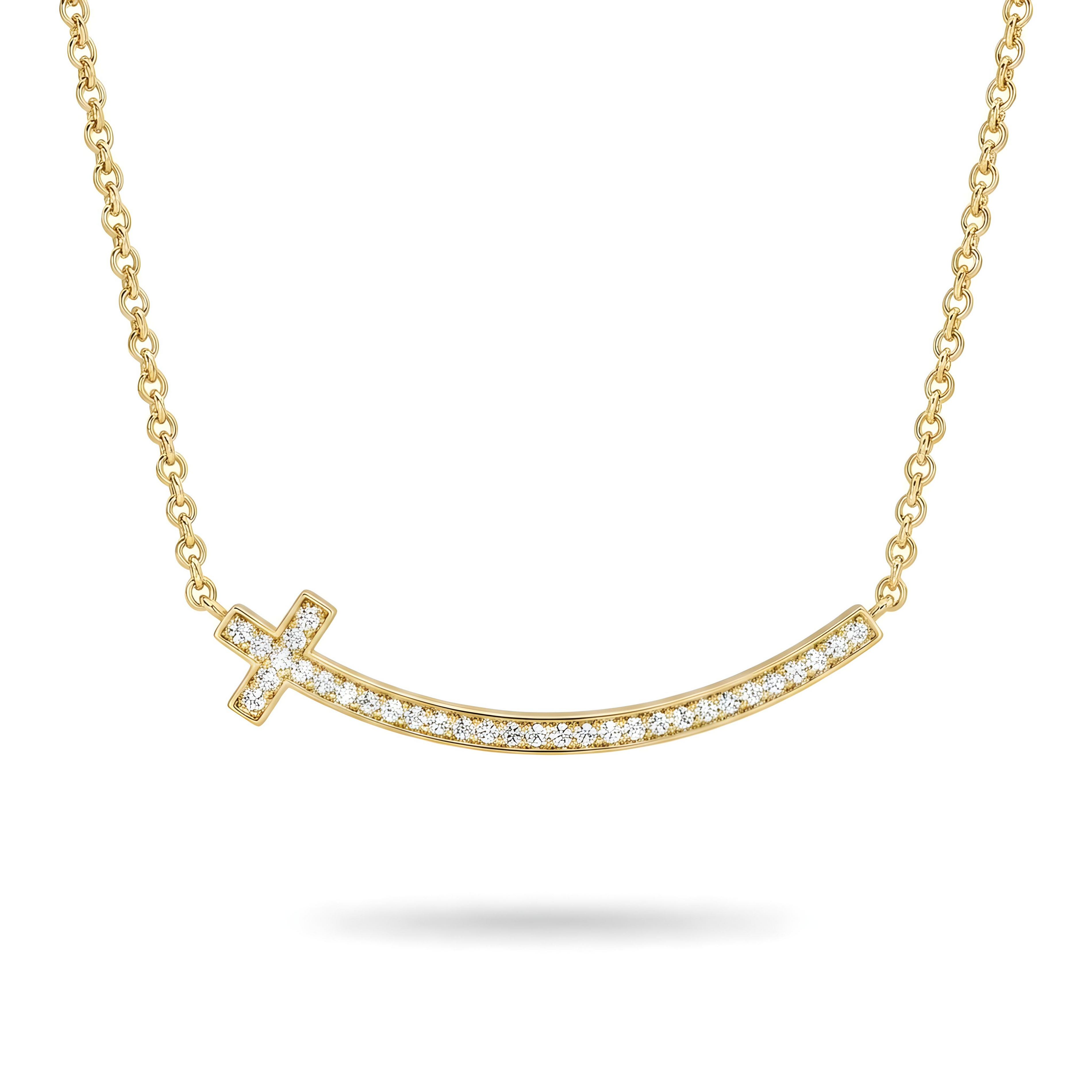 Diamond Cross Bar Necklace