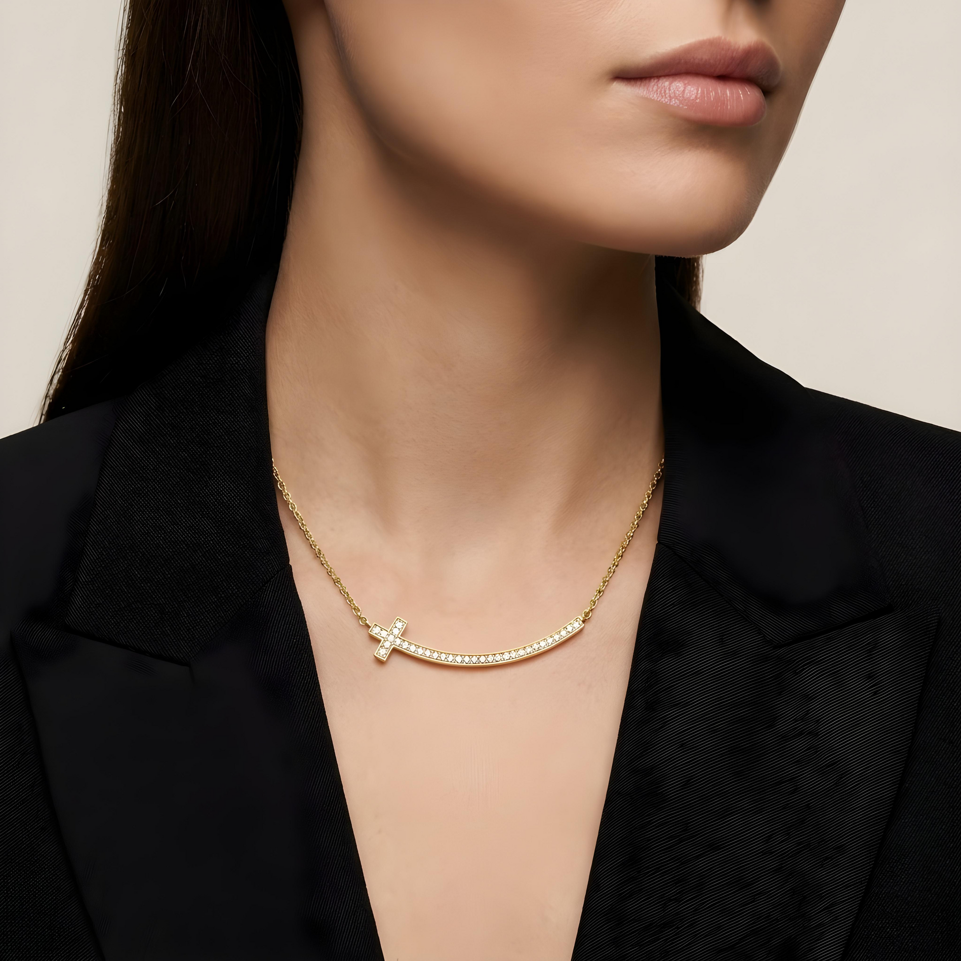 Diamond Cross Bar Necklace