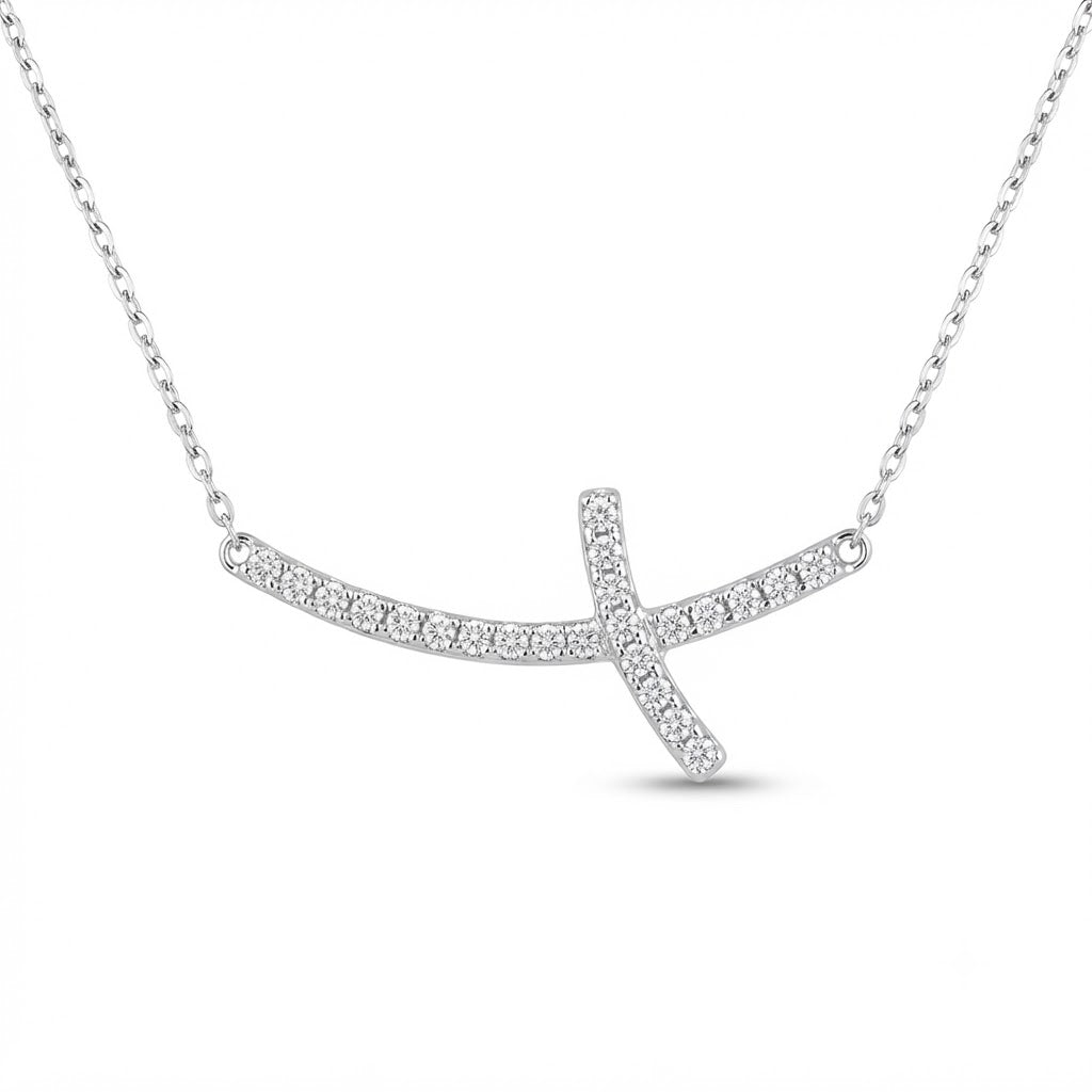 Diamond Cross Bar Necklace