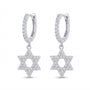 Diamond Star of David Hoop Earrings