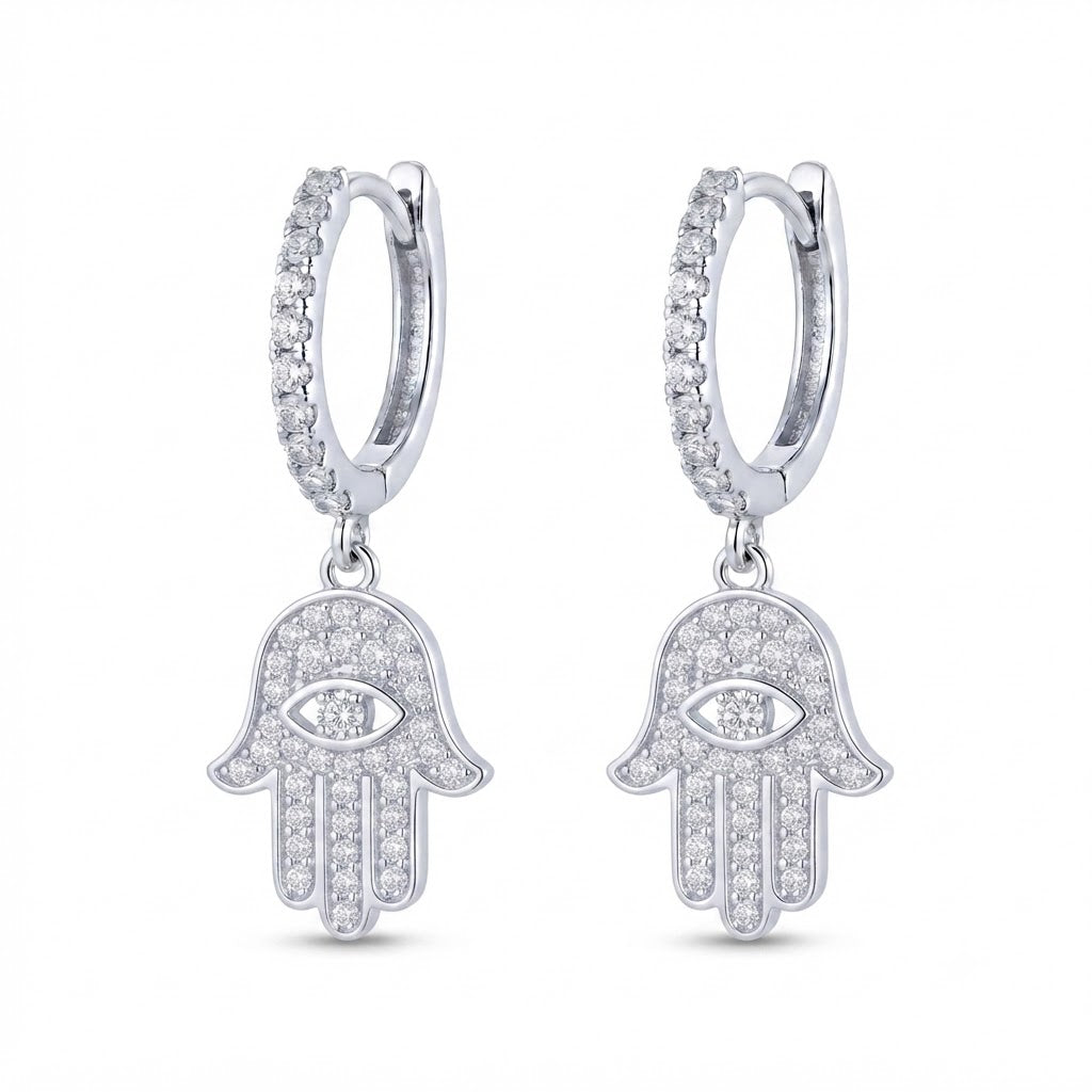 Diamond "Hamsa" Hoop Earrings