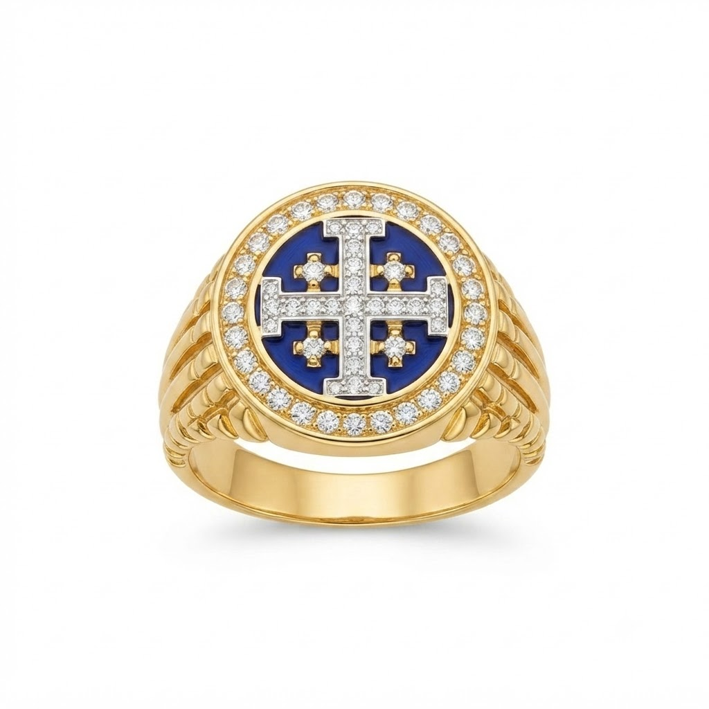 Diamond Jerusalem Cross Ring