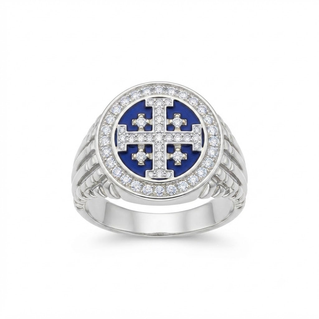 Diamond Jerusalem Cross Ring