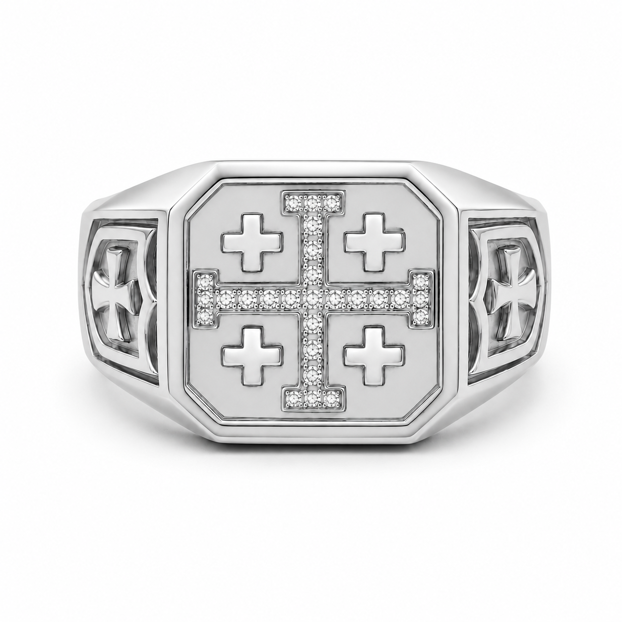 Diamond Jerusalem Cross Ring