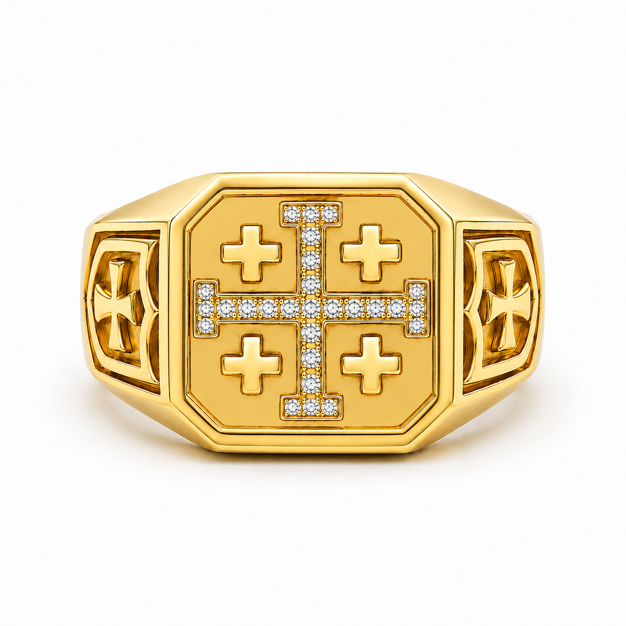 Diamond Jerusalem Cross Ring