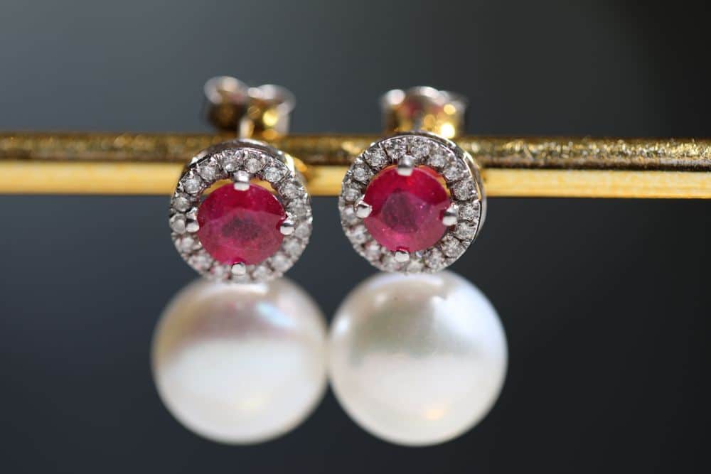 Pearl, Rubi and Diamonds Earrings